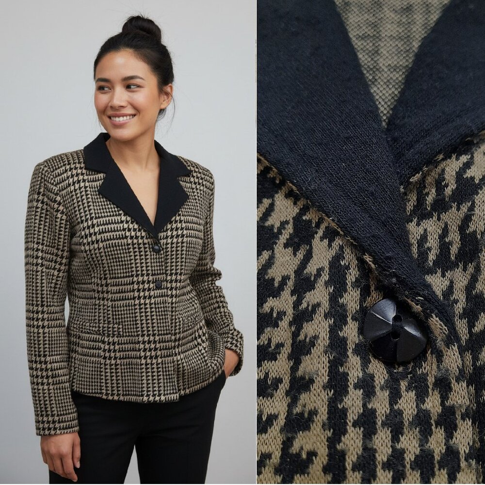 Vtg 90s houndstooth plaid blazer - Expressions brand